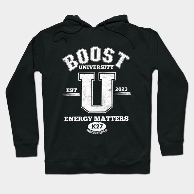 Boost University v2 White Hoodie by SherringenergyTeez